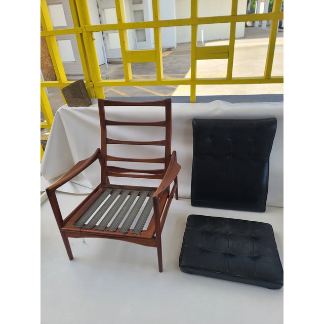 Orenas Teak Leather Lounge Chair Ib Kofod Larsen For Sale - Image 14 of 17