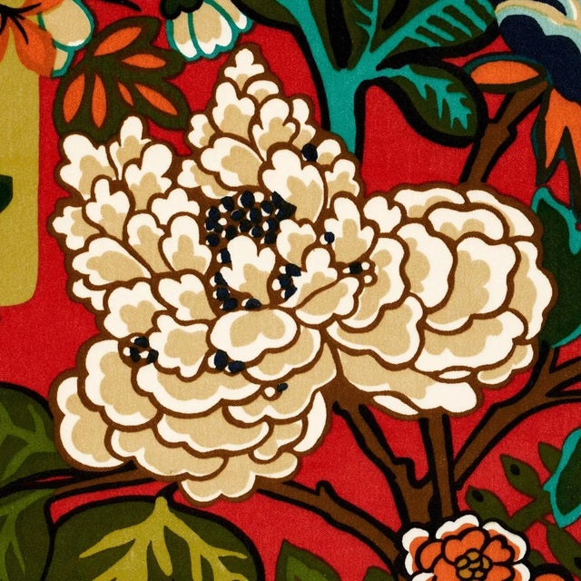 Schumacher Sample - Schumacher Chiang Mai Dragon Velvet Fabric in Laquer For Sale - Image 4 of 5