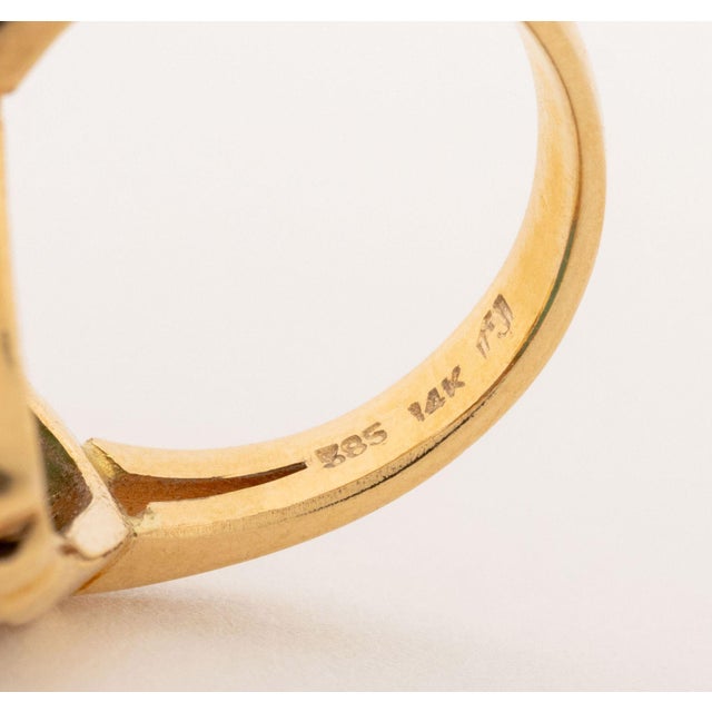 Metal Vintage Modernist 14k Yellow Gold Turquoise Diamond Ring For Sale - Image 7 of 7