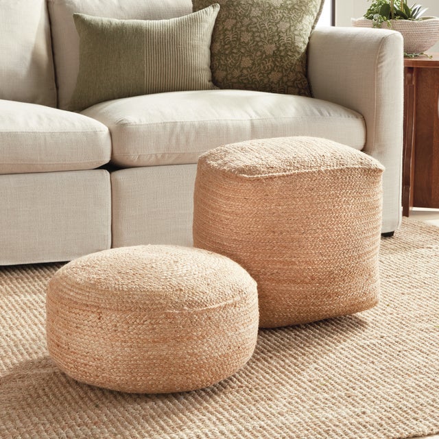 Kenneth Ludwig Chicago Jute Square Pouf For Sale - Image 4 of 5
