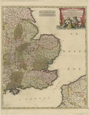 Antique Map of Southeast England, 1690