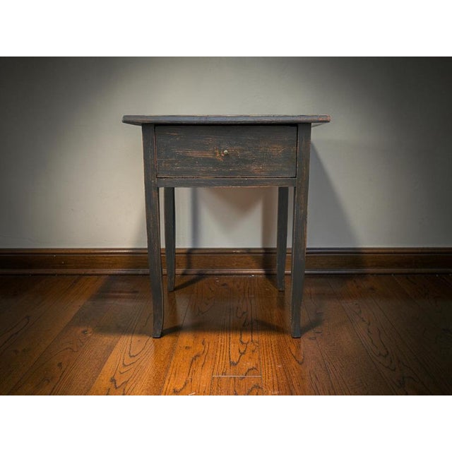 Dark Lacquered Fir Side Table For Sale - Image 3 of 13