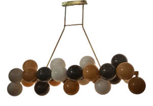Murano Rectangular Gold Black Art Glass and Brass Chandelier, 2000