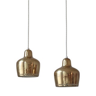 Set of Golden Bell Brass Pendants by Alvar Aalto for Louis Poulsen, 1950s For Sale