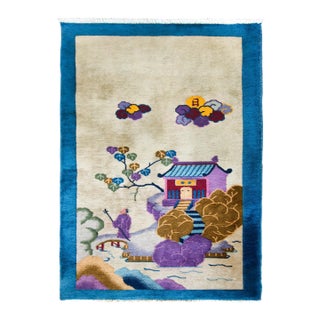 Early 20th Century Chinese Pictorial Art Deco Rug For Sale