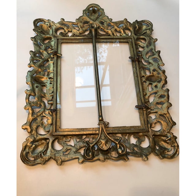 Ornate Large Cast Gilt Brass Picture Frames With Easel Backs a Pair