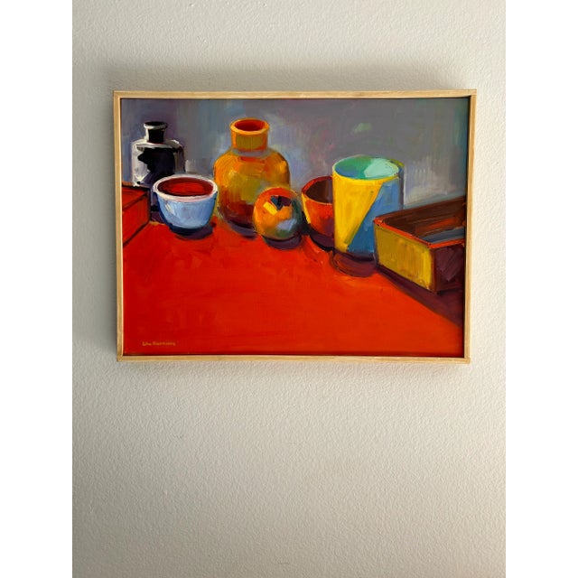 Orange Still Life Painting Signed William Hannum Rich Colors California Artist For Sale - Image 8 of 13