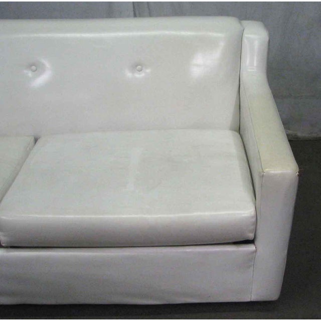 MidCentury Modern White Vinyl Sofa & Ottoman Set Chairish
