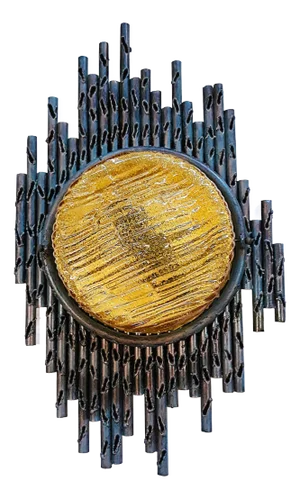 Brutalist Metal and Glass Wall Lamp by Marcello Fantoni, Italy, 1960s