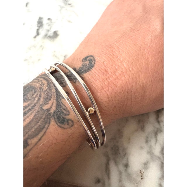 Sterling Silver and 14 Karat Gold Wire Cuff Bracelet For Sale - Image 4 of 6