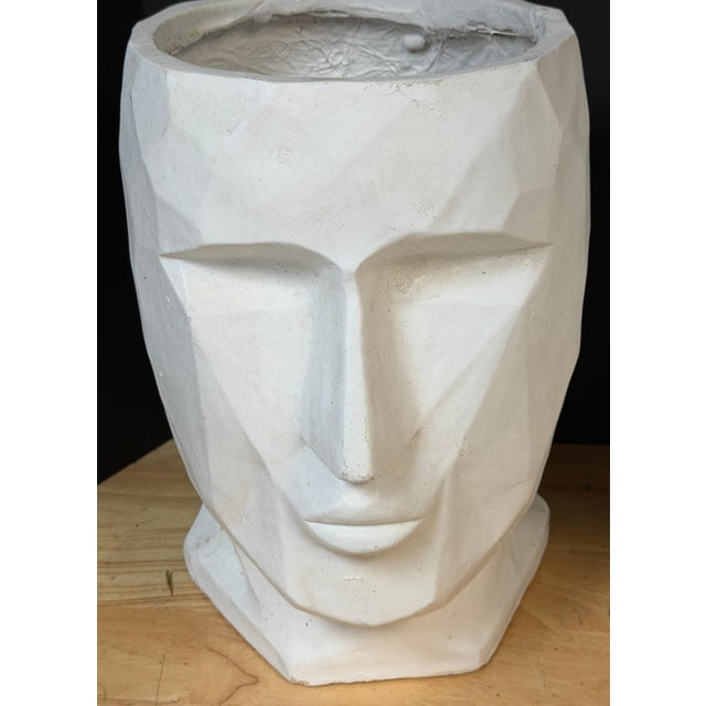 Pair of Large Cubist Head Form Planter Vases, Postmodern, 2000s For Sale In West Palm - Image 6 of 12