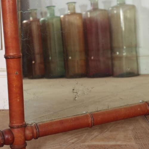 Glass Large French Faux Bamboo Mirror, 1890s For Sale - Image 7 of 9