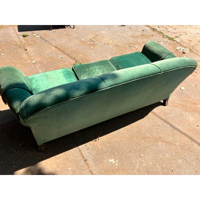 Traditional Sofa Early 20th Century Reupholstered in Green Velvet For Sale - Image 3 of 4