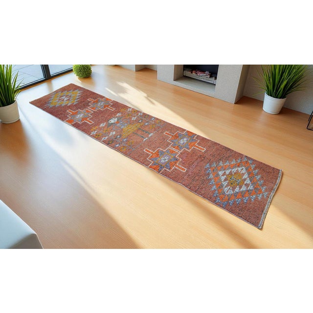 1960s Vintage Hand Knotted Turkish Runner For Sale - Image 4 of 15