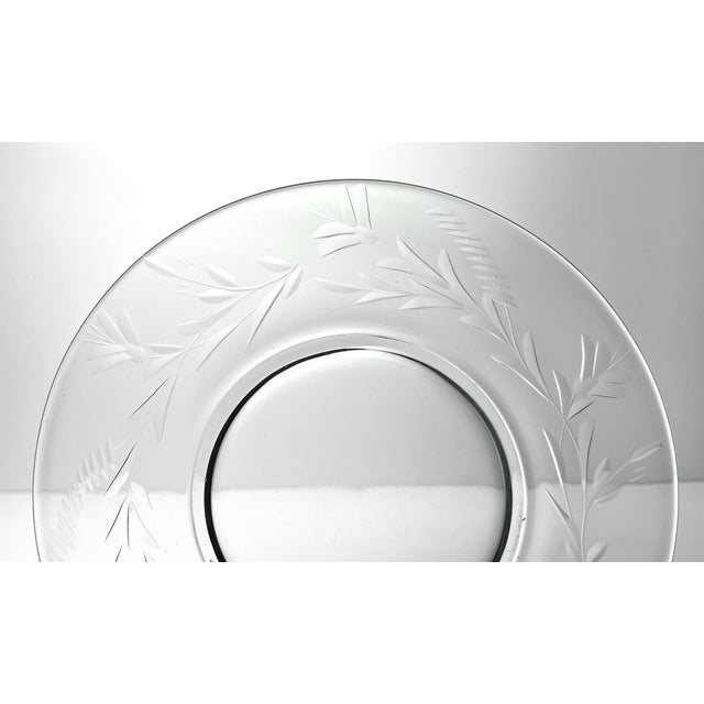 Vintage Etched Organic Garland Leaf Glass Salad Plates - Set of 4 For Sale - Image 4 of 5