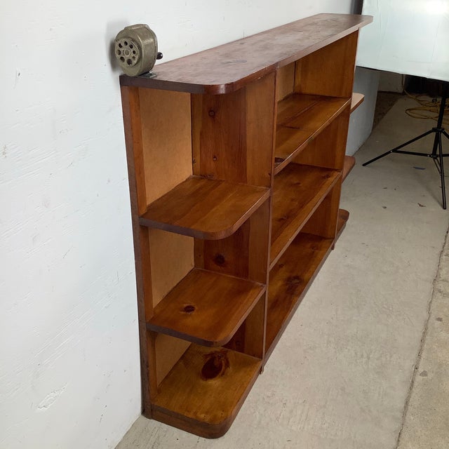 Rustic Vintage Low Open Bookcase in Pine For Sale - Image 3 of 12