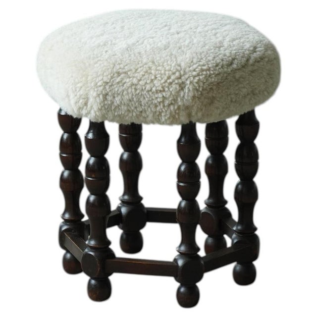 Mid-Century Modern Dark Stained Wood Stool, 1950s For Sale - Image 12 of 12