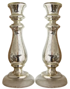 Large Candlesticks in Mercurized Glass, Set of 2