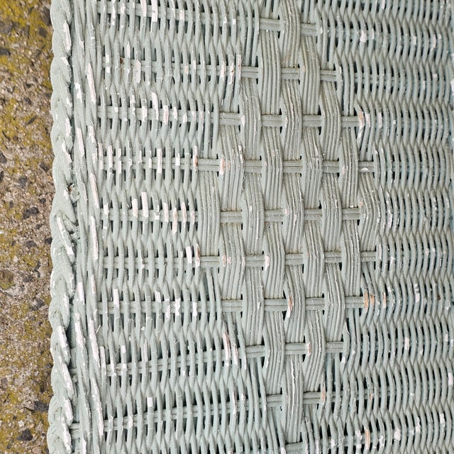 1980s 1980s Distressed Wicker Side Table Attributed to Henry Link No Label For Sale - Image 5 of 14