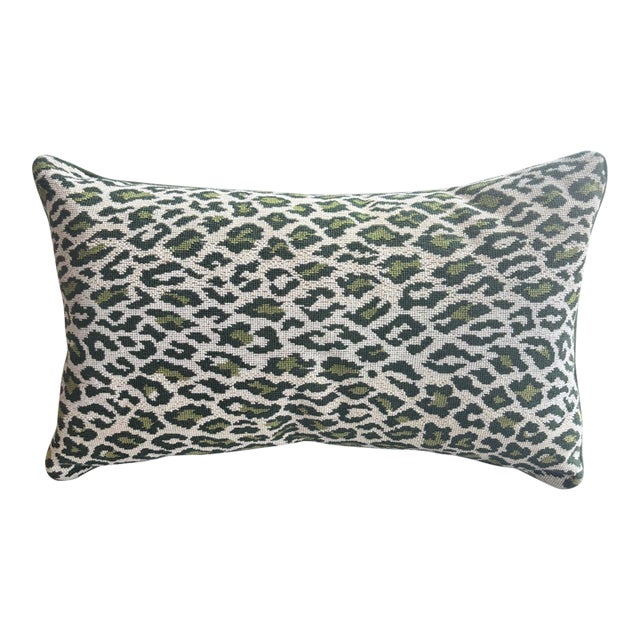 Green Leopard Lumbar Pillow For Sale