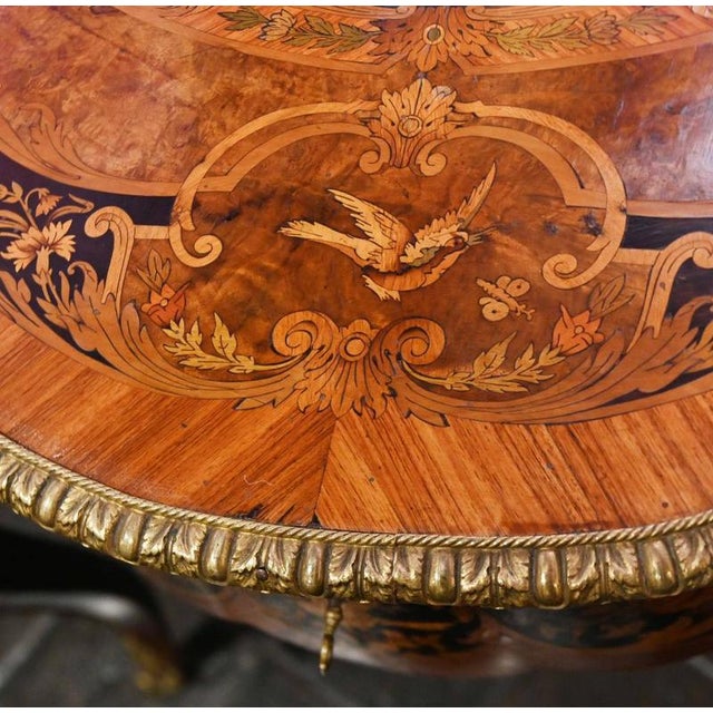 19th Century Antique French Louis XV Marquetry Inlay Centre Table, 1860 For Sale - Image 5 of 11