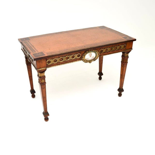 Early 19th Century Antique French Inlaid Walnut Ormolu Mounted Desk, 1800s For Sale - Image 5 of 18