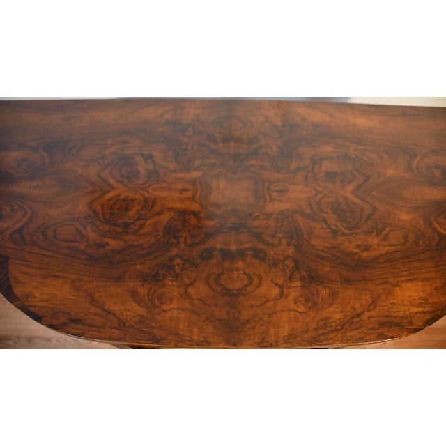 1910s Antique English Regency Burl Walnut Console Table / Sofa Table For Sale - Image 4 of 15