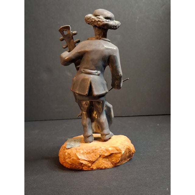 Vintage Fay Avishay 925 Sterling Silver Musician Sculpture Double Bass Cellist Israel For Sale In Boston - Image 6 of 15