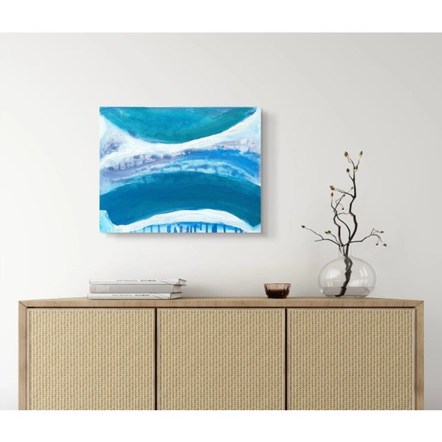 Abstract Matthew Izzo Blue and White Oil Painting on Canvas Titled Horizon For Sale - Image 3 of 5