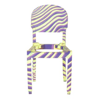 Portuguese Painted Chair Zebra by Francisco Camilo, 1950s For Sale