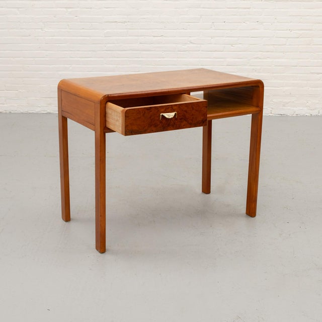 1930s Art Deco Italian Burl Wood Desk, 1930s For Sale - Image 5 of 16