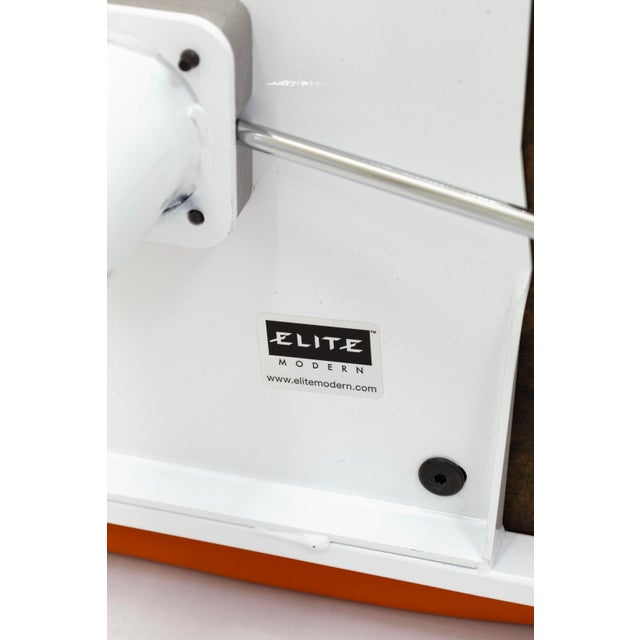 Pair of Elite Modern "Helix" Orange and White Barstools For Sale - Image 10 of 10