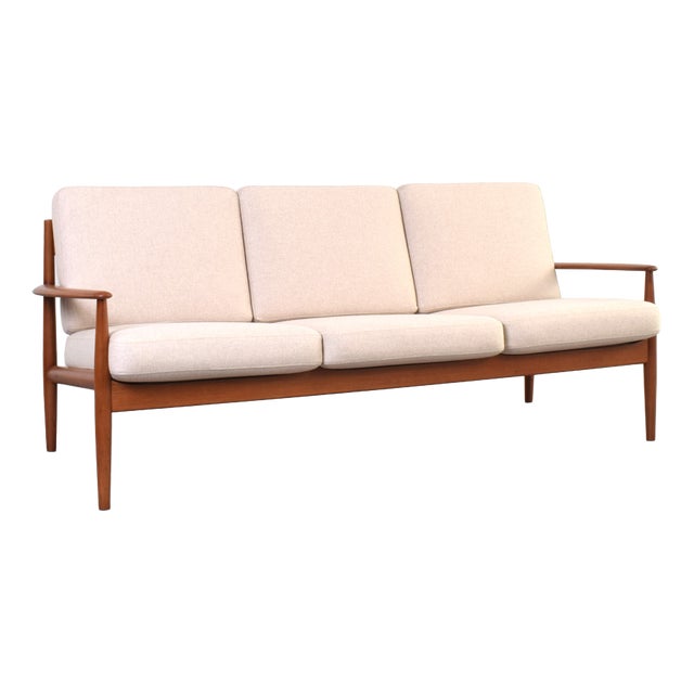 Mid-Century Danish Teak and Wool Sofa by Grete Jalk for France & Søn, 1960s For Sale