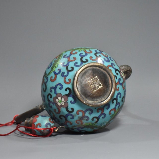Late 19th Century Cloisonné Enamel Double-Gourd Ewer With Dragon Spout, 1.2kg For Sale In Los Angeles - Image 6 of 9