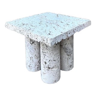 Vintage Coquina Stone Side Table For Sale