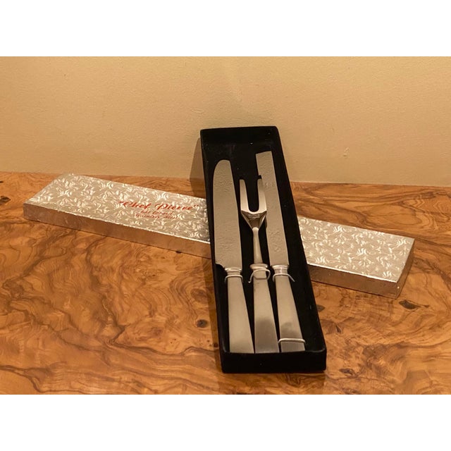 Brand New 1960s Vintage Chef Pierre Hot Forged Stainless Steel Carving Set, Italy- 3 Pieces For Sale - Image 4 of 12