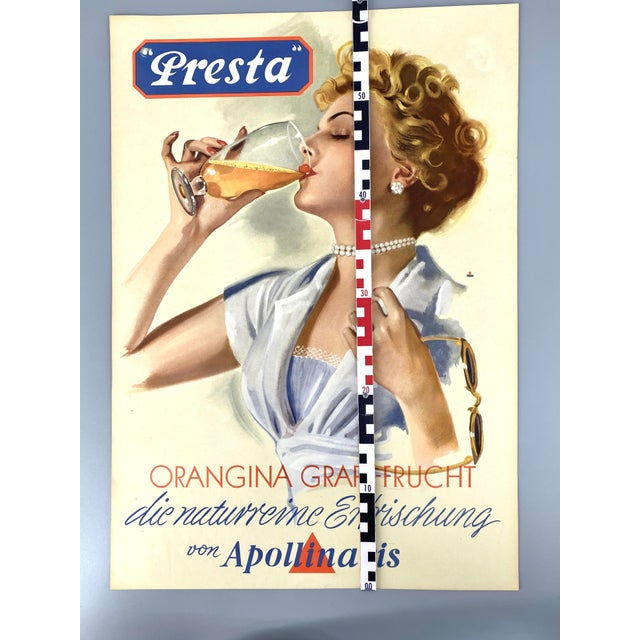 Yellow Apollinaris Advertising Poster from Presta, 1950s For Sale - Image 8 of 9