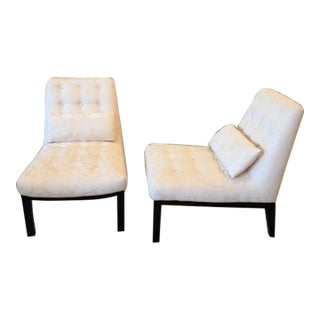 1960s Pair of Edward Wormley for Dunbar Slipper Chairs Signed For Sale