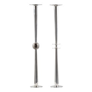 Silver-Plated Metal Candlesticks by Lino Sabattini for Sabattini, Italy, 1960s, Set of 2 For Sale