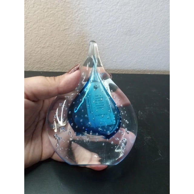 Vintage Signed Marian Pyrcak Tear Drop Shaped Paperweight From Poland For Sale - Image 4 of 6