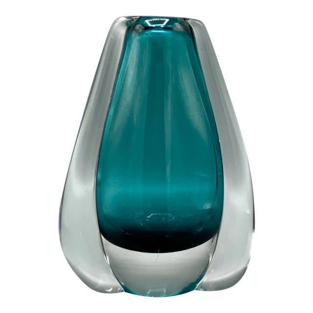 Mid-Century Modern Blue Art Glass Vase For Sale