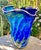 Blue Large Blue Swirl Ruffled Handkerchief Art Glass Vase | Studio Glass Fazzoletto 15"h Artist Signed For Sale - Image 8 of 18