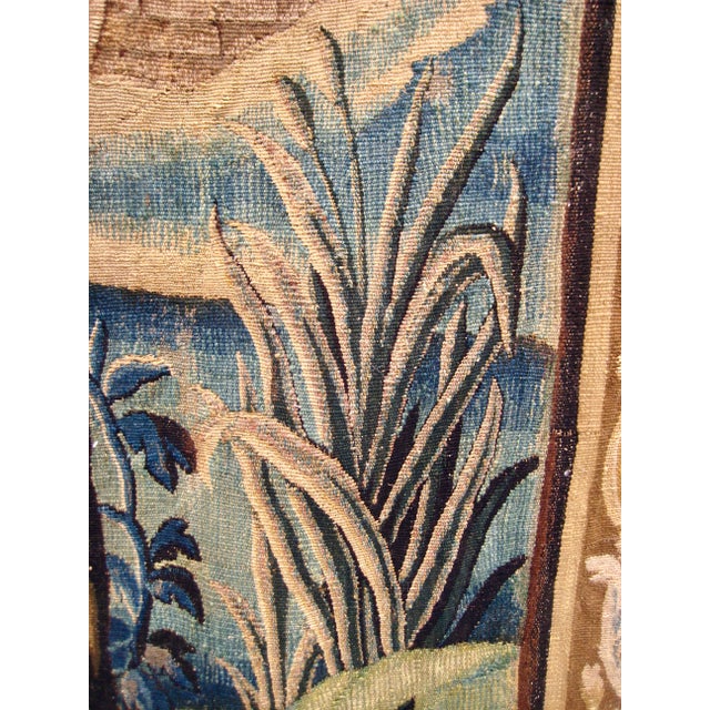 18th Century French Aubusson Verdure Tapestry a Fortress and Two Birds For Sale - Image 11 of 12