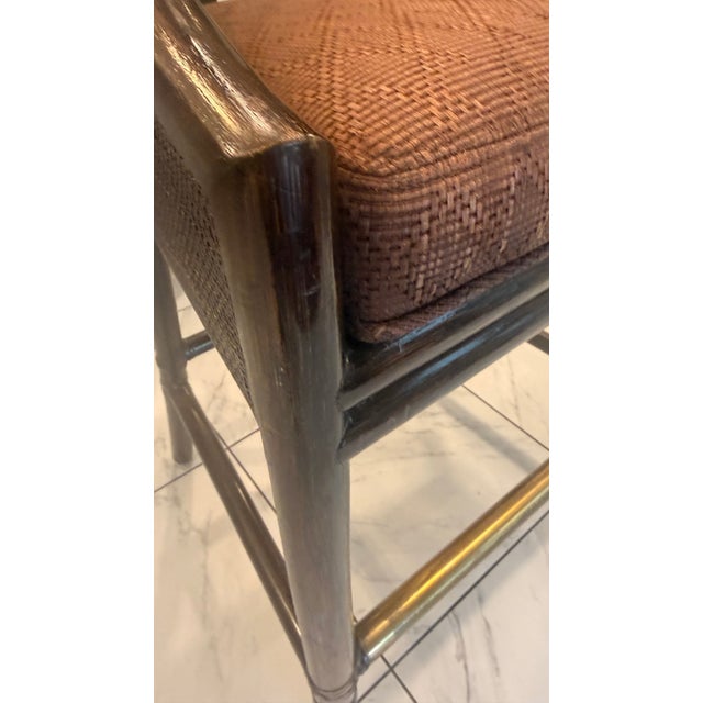 Barbara Barry for McGuire Caned Bar Stools in Dark Tobacco — Set of 4 (2006) For Sale - Image 14 of 16