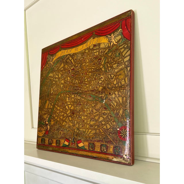 Art Deco Ilonka Karasz Paris Map, 1927 – Original Lithograph Mounted on Folding Table Base | Vintage Art Deco Wall Object For Sale - Image 3 of 16