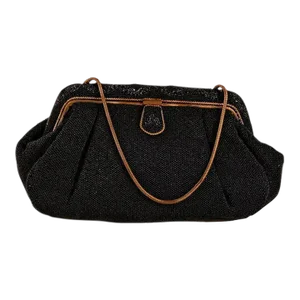 French Deep Navy Black Micro Beaded Evening Purse