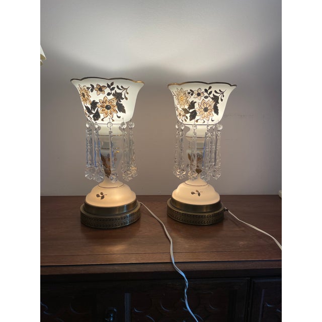Vintage Mantle Lustres With Crystal Prisms - a Pair For Sale - Image 9 of 12