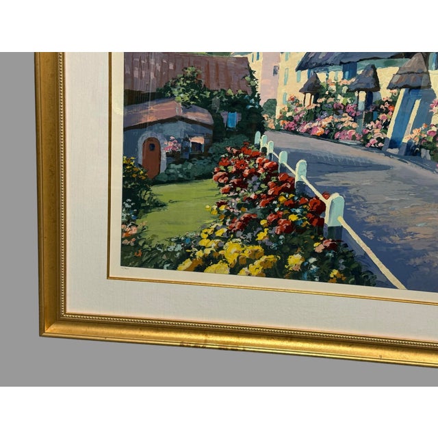 Late 20th Century Howard Behrens European Street Scene Devonshire Serigraph Print 15/300, Framed For Sale - Image 4 of 9