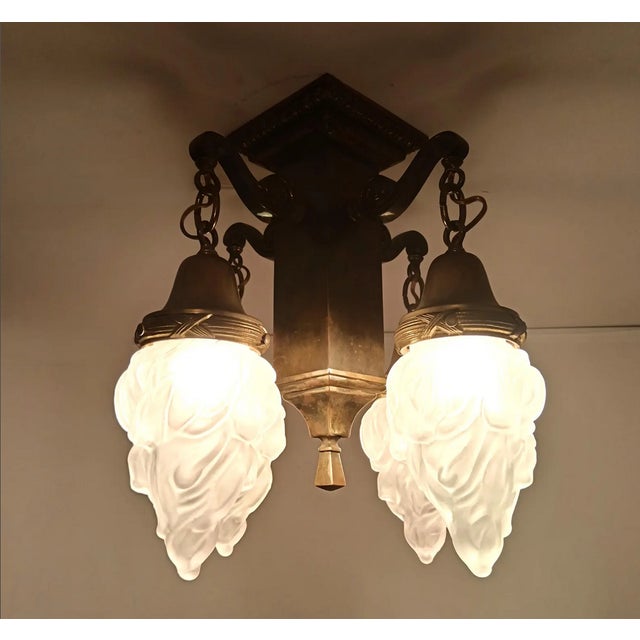 Neoclassical Brass Ceiling Light, 1960s For Sale - Image 6 of 12