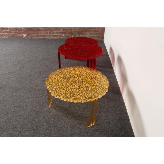 Set of Three Red and Gold Acrylic "T" Tables by Patricia Urquiola for Kartell For Sale In New York - Image 6 of 18
